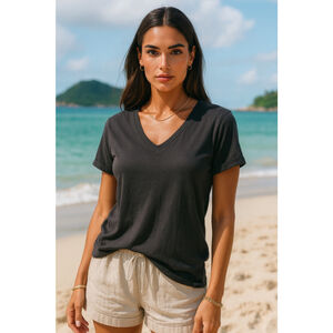 Life Is Good Crusher T Shirt Charcoal Gray XL V Neck Short Sleeve Relaxed Soft